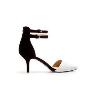 Zara Black & White Vamp shoes with ankle strap